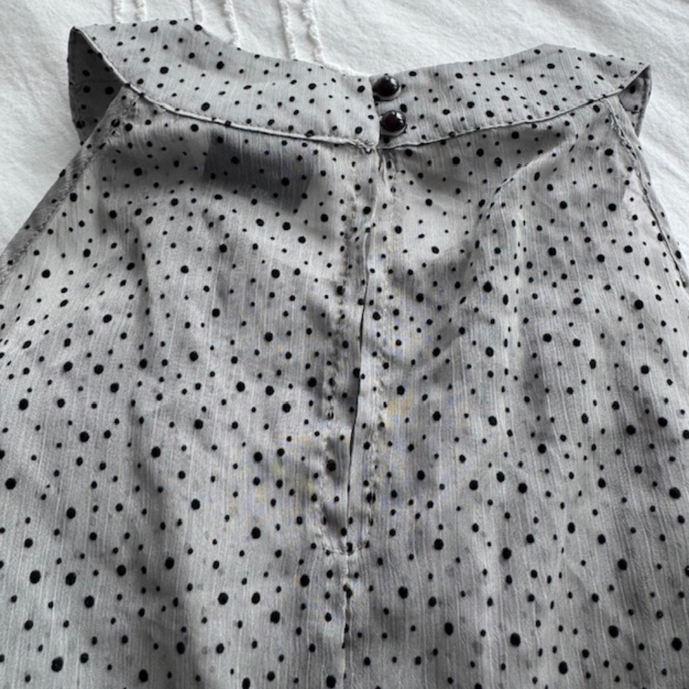 Twik - Chiffon Cami Grey & Black Velvet Polka Dots - M
